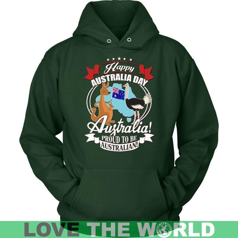 HAPPY AUSTRALIA DAY 2 T-SHIRT H5-T-SHIRTS-HP Arts-Unisex Hoodie-Dark Green-S-Vibe Cosy™