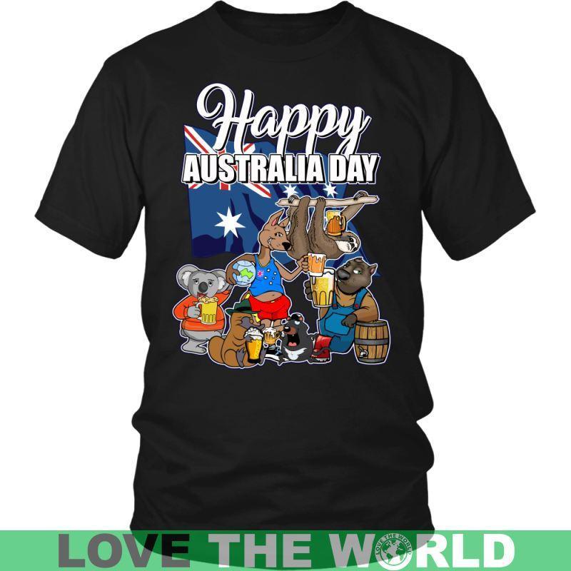 HAPPY AUSTRALIA DAY T-SHIRT H5-T-SHIRTS-HP Arts-District Unisex Shirt-Black-S-Vibe Cosy™