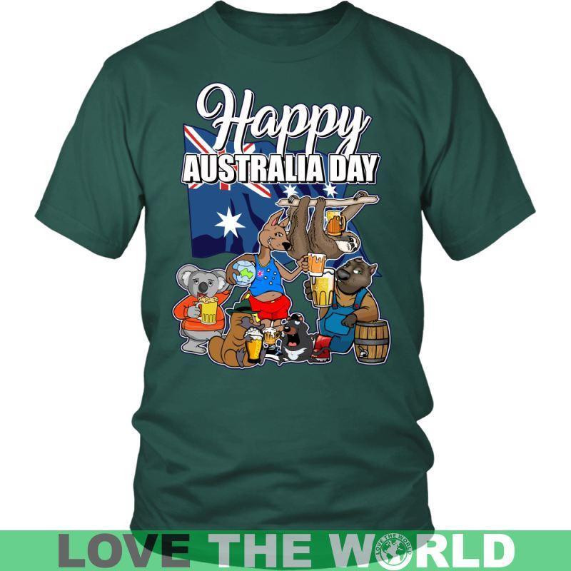 HAPPY AUSTRALIA DAY T-SHIRT H5-T-SHIRTS-HP Arts-District Unisex Shirt-Dark Green-S-Vibe Cosy™