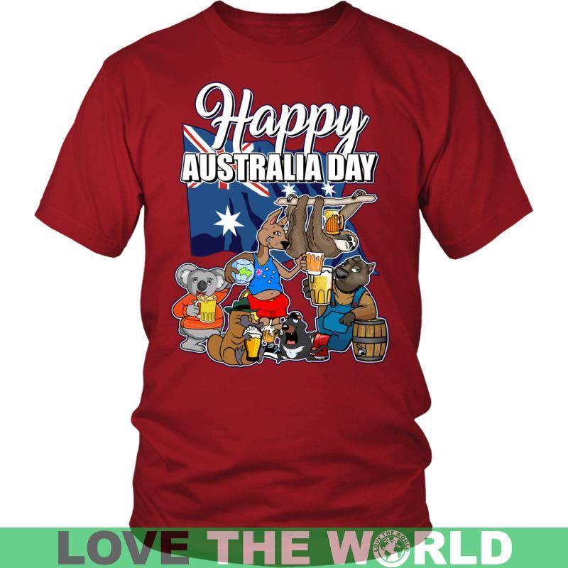 HAPPY AUSTRALIA DAY T-SHIRT H5-T-SHIRTS-HP Arts-District Unisex Shirt-Red-S-Vibe Cosy™