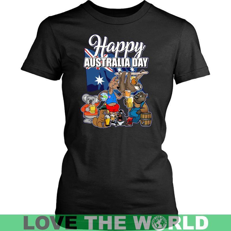 HAPPY AUSTRALIA DAY T-SHIRT H5-T-SHIRTS-HP Arts-District Womens Shirt-Black-XS-Vibe Cosy™