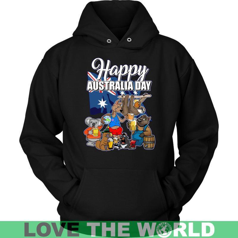HAPPY AUSTRALIA DAY T-SHIRT H5-T-SHIRTS-HP Arts-Unisex Hoodie-Black-S-Vibe Cosy™
