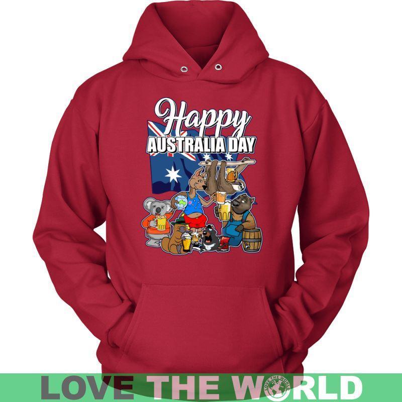 HAPPY AUSTRALIA DAY T-SHIRT H5-T-SHIRTS-HP Arts-Unisex Hoodie-Red-S-Vibe Cosy™