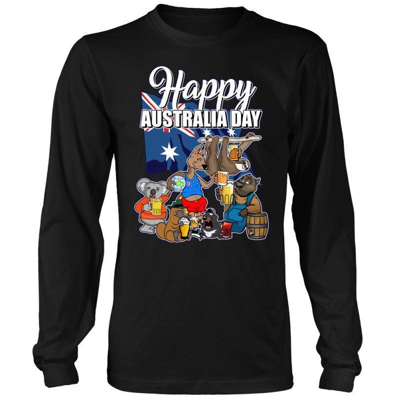 HAPPY AUSTRALIA DAY T-SHIRT H5-T-SHIRTS-HP Arts-District Long Sleeve Shirt-Black-S-Vibe Cosy™