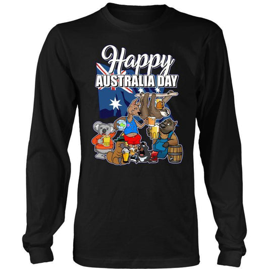 HAPPY AUSTRALIA DAY T-SHIRT H5-T-SHIRTS-HP Arts-District Long Sleeve Shirt-Black-S-Vibe Cosy™