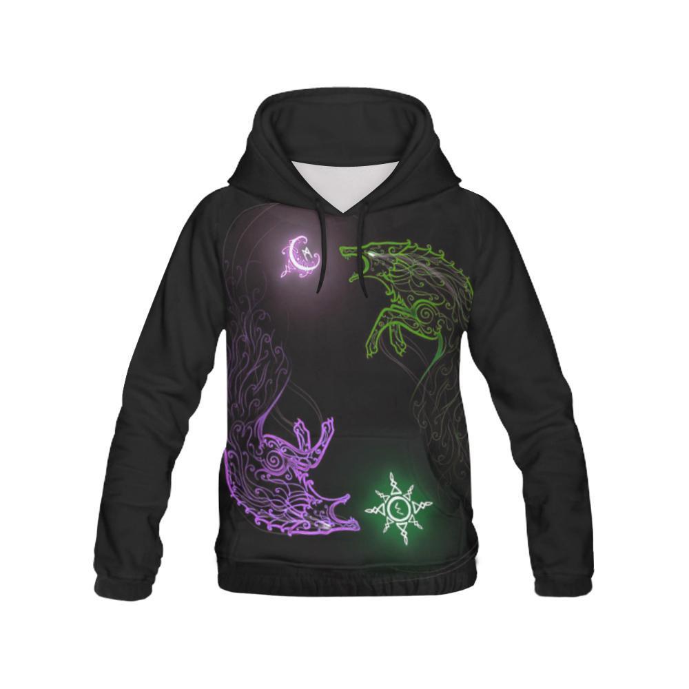 Viking Hoodie - Skoll And Hati Chasing A6-ALL OVER PRINT HOODIES-HP Arts-Hoodie-S-Vibe Cosy™