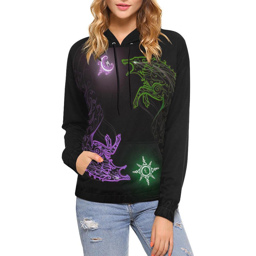 Viking Hoodie - Skoll And Hati Chasing A6-ALL OVER PRINT HOODIES-HP Arts-Hoodie-S-Vibe Cosy™