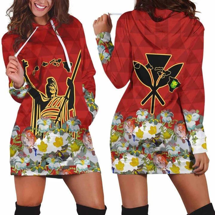 Hawaiian king polynesian 3D hoodie dress HG62003-Apparel-HG-Hoodie Dress-XS-Vibe Cosy™
