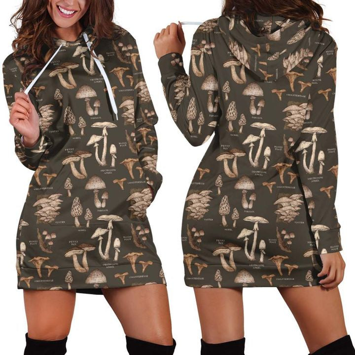Forest mushroom 3D hoodie dress HG62007-Apparel-HG-Hoodie Dress-XS-Vibe Cosy™