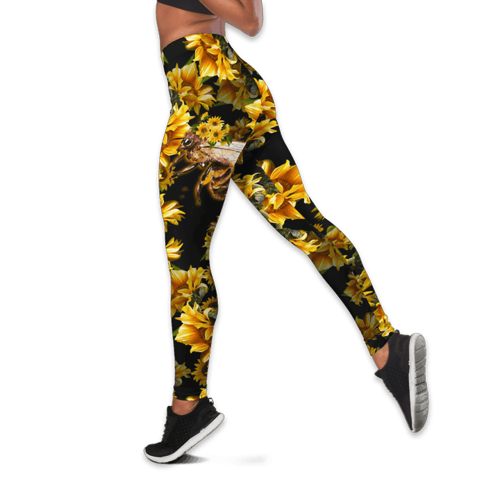 Bee lovers leggings + hollow tank combo HG62601-Apparel-HG-S-No tank-Vibe Cosy™
