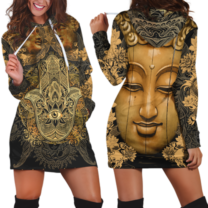 3D All Over Print Buddha Hoodie-Apparel-GP Art-Hoodie Dress-S-Vibe Cosy™