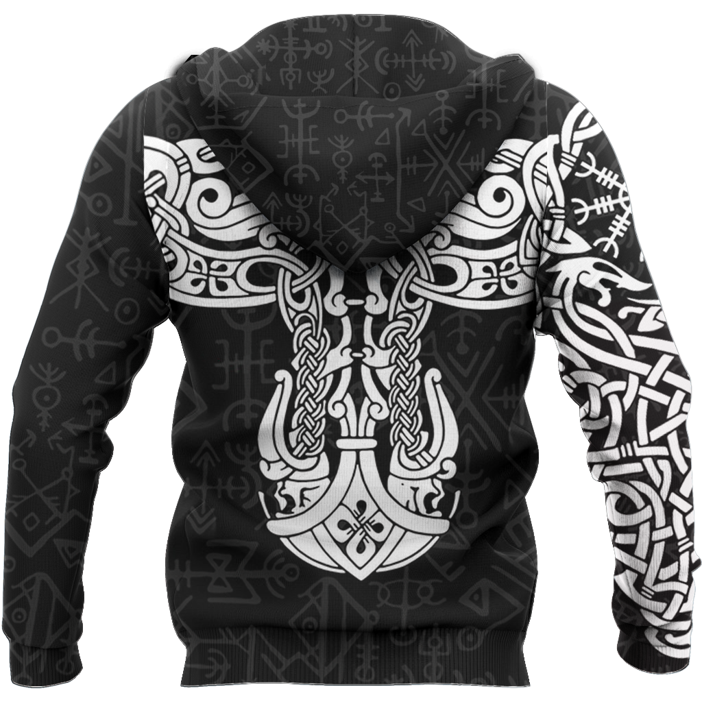 Viking Thor Hammer - Viking Raven All Over Print-Apparel-HP Arts-Hoodie-S-Vibe Cosy™