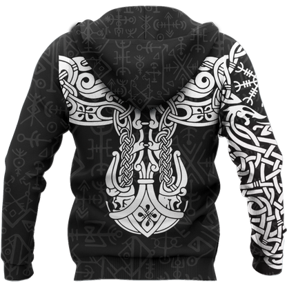 Viking Thor Hammer - Viking Raven All Over Print-Apparel-HP Arts-Hoodie-S-Vibe Cosy™