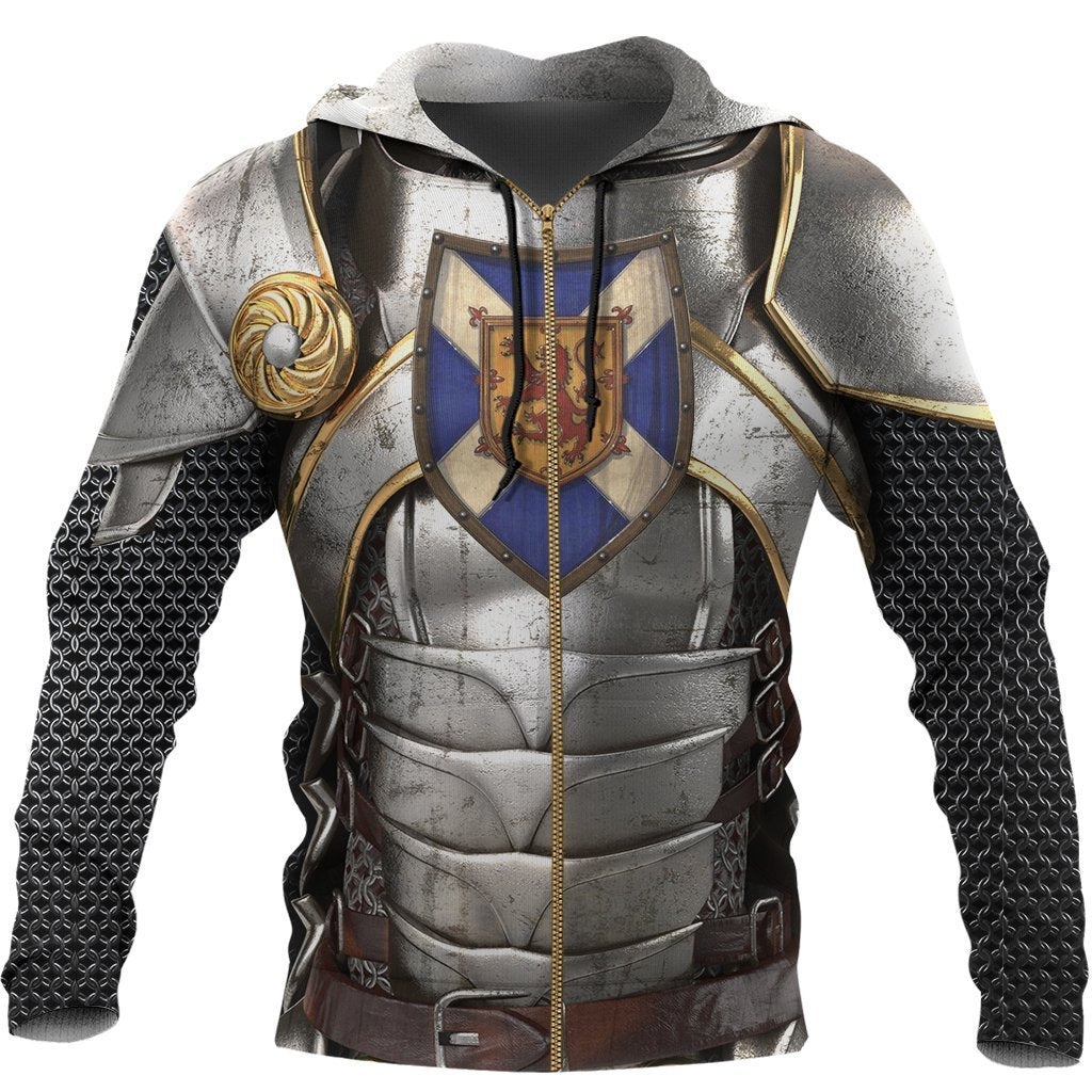 Scotland Hoodie, Scottish Knight With Scottish Shield-Apparel-PL8386-Zip Hoodie-S-Vibe Cosy™