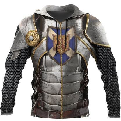 Scotland Hoodie, Scottish Knight With Scottish Shield-Apparel-PL8386-Zip Hoodie-S-Vibe Cosy™