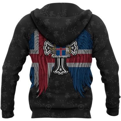 Iceland Vikings Tattoo All Over Hoodie Red-Apparel-HP Arts-Hoodie-S-Vibe Cosy™