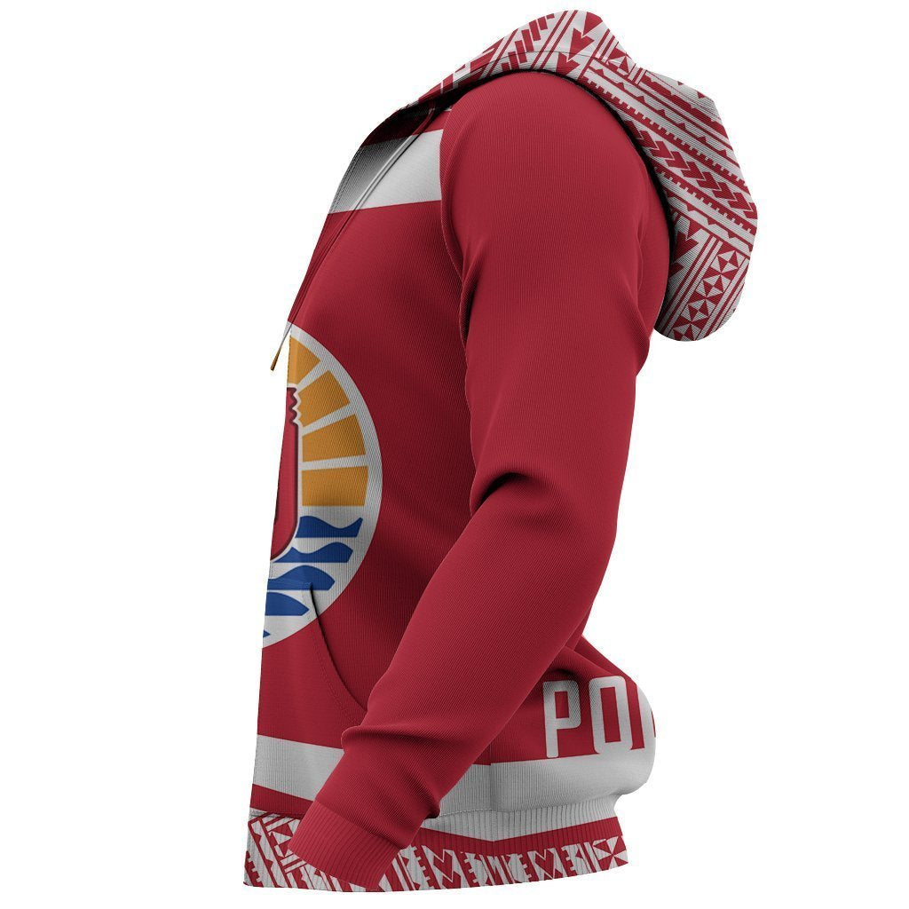 French Polynesia Coat Of Arms Hoodie - Circle Red Ver 2.0 J7-Apparel-Khanh Arts-Hoodie-S-Vibe Cosy™