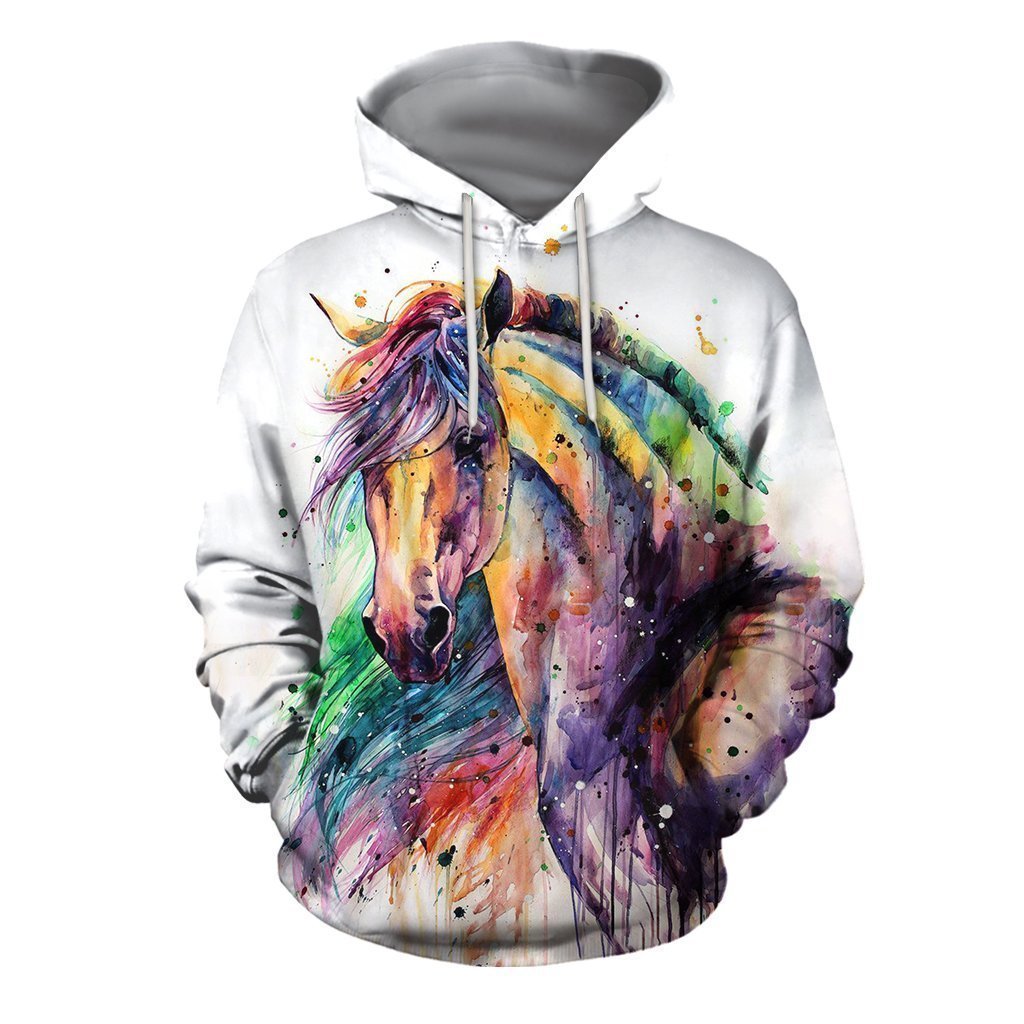 3D PRINTED HORSE T-SHIRT HOODIE-Apparel-HP Arts-Hoodie-S-Vibe Cosy™