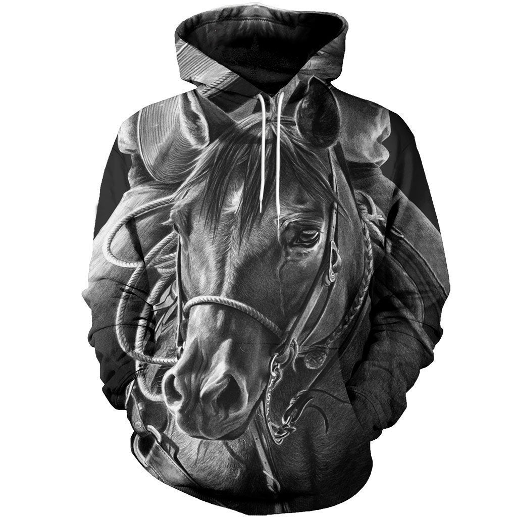 3D Printed Mono Horse Art Clothes-Apparel-HP Arts-Hoodie-S-Vibe Cosy™
