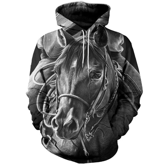 3D Printed Mono Horse Art Clothes-Apparel-HP Arts-Hoodie-S-Vibe Cosy™