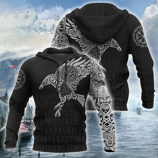 Vikings - The Raven of Odin Tattoo version 2.0-Apparel-HP Arts-Hoodie-S-Vibe Cosy™