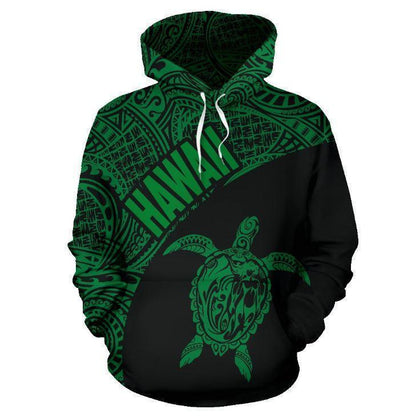 Hawaii Hoodie Turtle Mermaid Polynesian Wave - Green Hoodie-Apparel-Phaethon-Hoodie-S-Vibe Cosy™