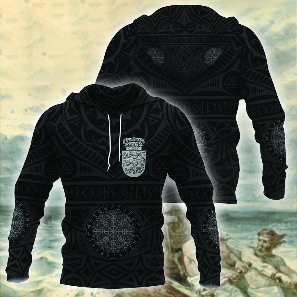 Denmark Vikings Tattoo Hoodie-Apparel-HP Arts-Hoodie-S-Vibe Cosy™