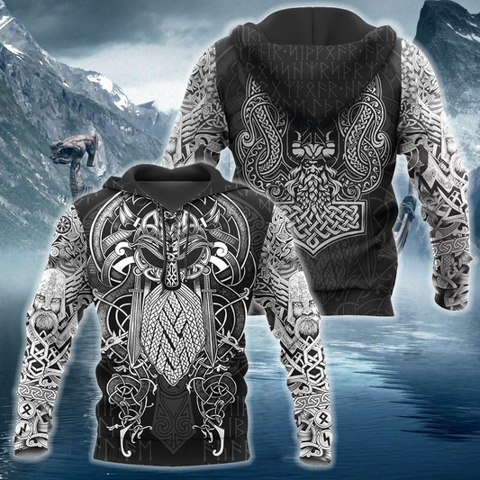 3D All Over Printed Viking Odin Hoodie-Apparel-HP Arts-Hoodie-S-Vibe Cosy™
