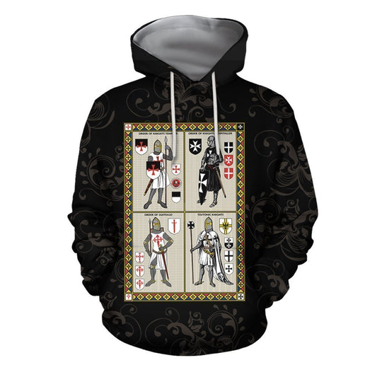3D All Over Printed Four Types Of Knight Shirts and Shorts-Knight Templar-LIASOSO-Hoodie-XS-Vibe Cosy™