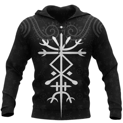 Iceland Vikings Tattoo All Over Hoodie Red-Apparel-HP Arts-Hoodie-S-Vibe Cosy™