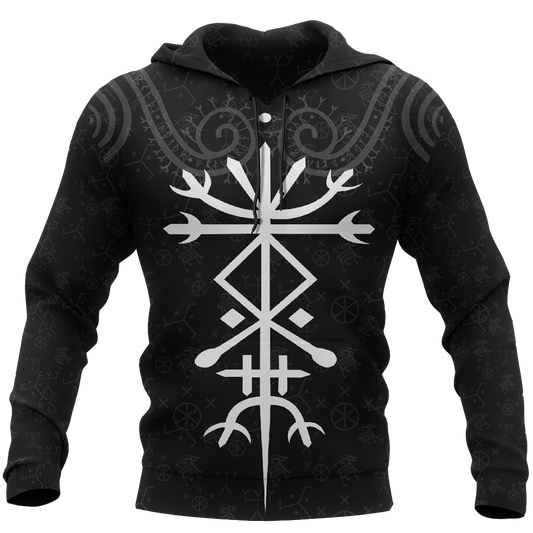 Iceland Vikings Tattoo All Over Hoodie Red-Apparel-HP Arts-Hoodie-S-Vibe Cosy™
