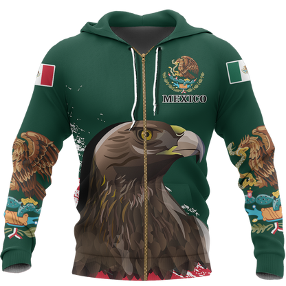Mexico - Golden Eagle Special Hoodie A7-Apparel-HP Arts-Zip-Hoodie-S-Vibe Cosy™