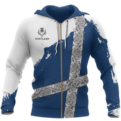 Scotland Celtic And Thistle Hoodie NNK 1505-Apparel-PL8386-Zip Hoodie-S-Vibe Cosy™