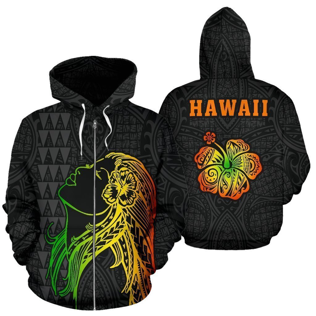 Hula Girl Polynesian Hoodie - AH - J1-ALL OVER PRINT HOODIES (P)-Phaethon-Zip-S-Vibe Cosy™