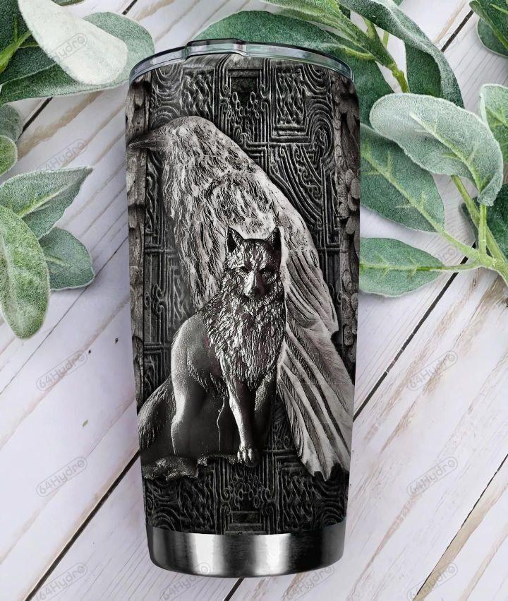 Viking Wolf Metal Style Personalized Stainless Steel Tumbler 25022101.CXT Custom Name XT
