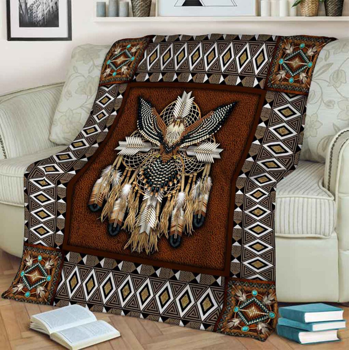 Native American 3D All Over Printed Blanket