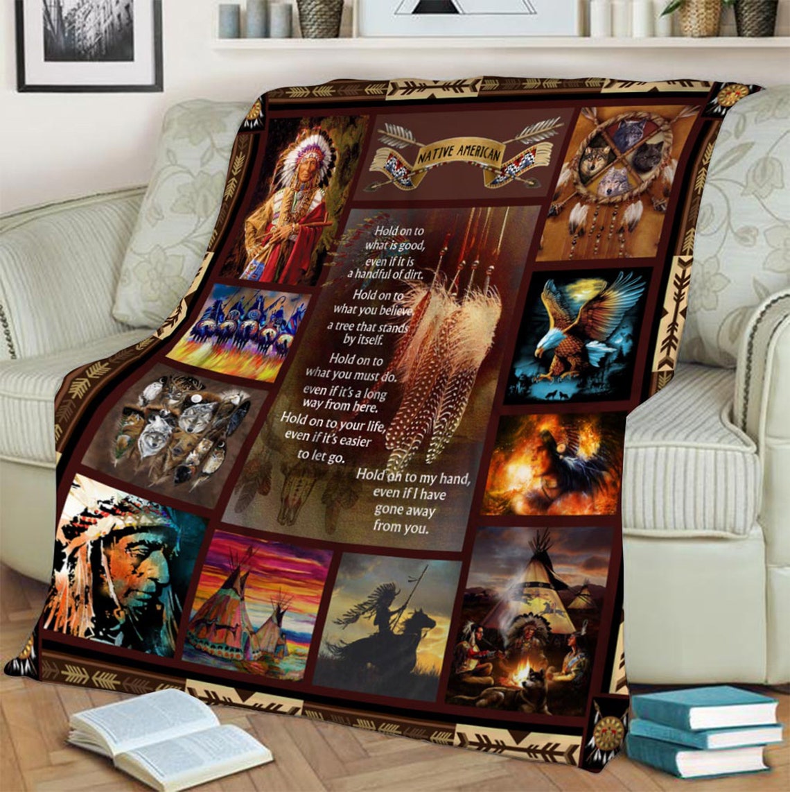 Native American 3D All Over Printed Blanket