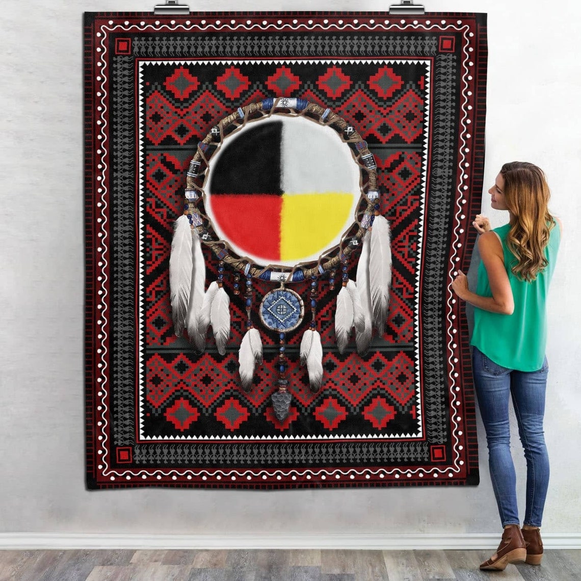 Native American 3D All Over Printed Blanket