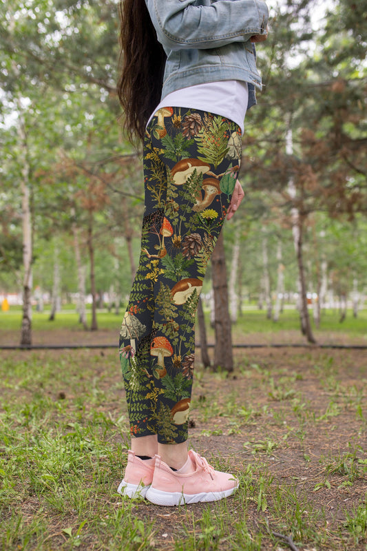 Forest Mushroom Leggings-Apparel-NTH-Legging-S-Vibe Cosy™