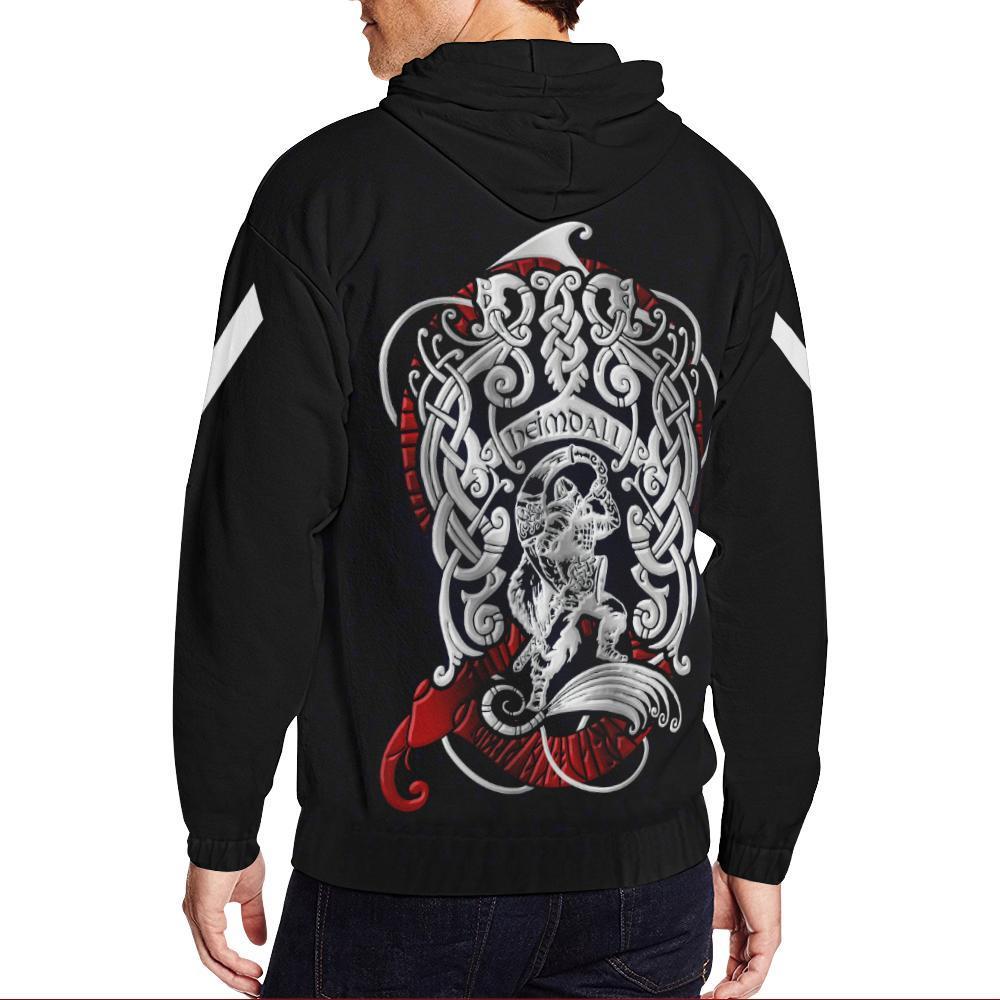 Viking Zipper Hoodie - Heimdall Son Of Odin A7-FULL ZIPPER HOODIES-HP Arts-S-Men's-Black-Vibe Cosy™