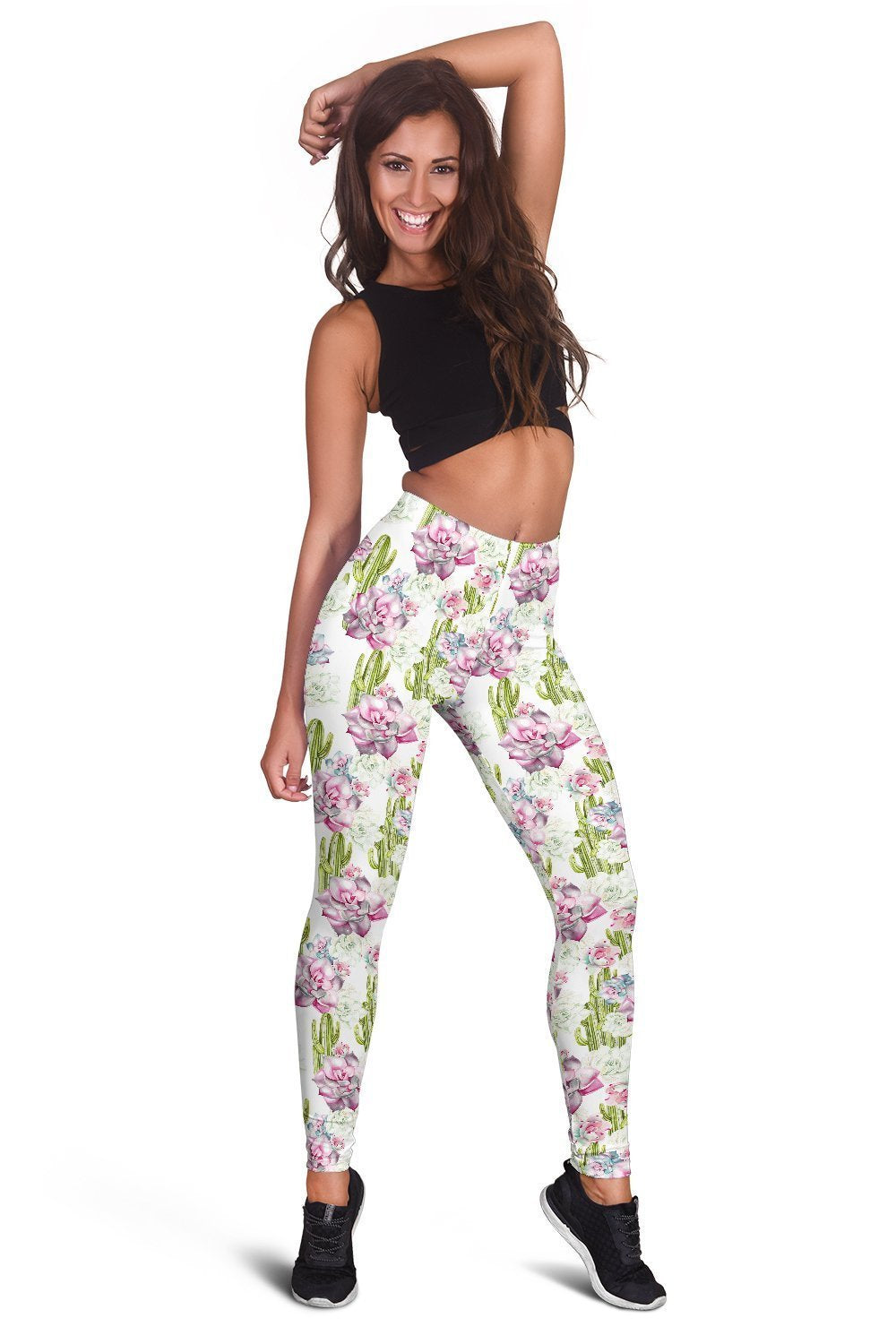 All Over Printing Cactus Have violet Flower Hoodie Dress-Apparel-Phaethon-Legging-XS-Vibe Cosy™