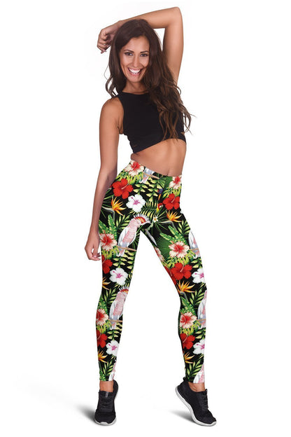 Major Mitchell’s Cockatoo Parrot and Flower Hoodie Dress-Apparel-Phaethon-Legging-XS-Vibe Cosy™