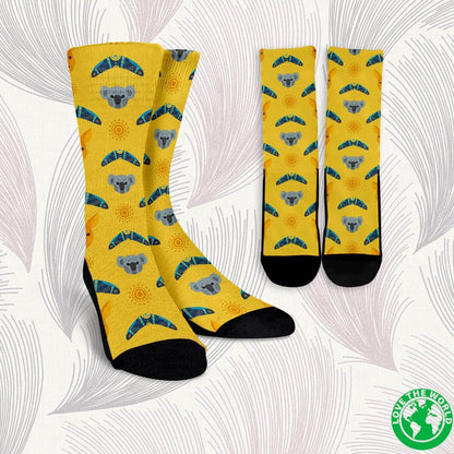 AUSTRALIA CUTE THINGS SOCKS - BN04-SOCKS-HP Arts-Crew Socks - White - AUSTRALIA AUSTRALIA CUTE THINGS CREW SOCKS-Small/Medium-Vibe Cosy™