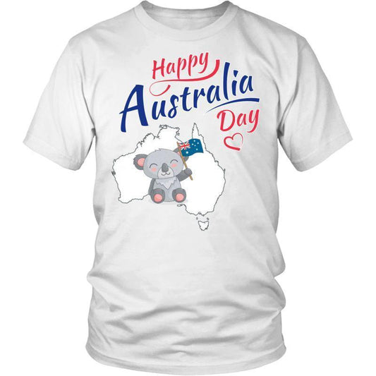 Koala Happy Australia Day T-Shirt H21-T-SHIRTS-HP Arts-District Unisex Shirt-White-S-Vibe Cosy™