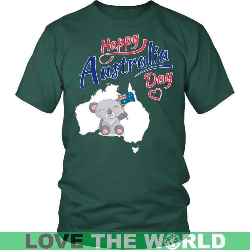 Koala Happy Australia Day T-Shirt H21-T-SHIRTS-HP Arts-District Unisex Shirt-Dark Green-S-Vibe Cosy™