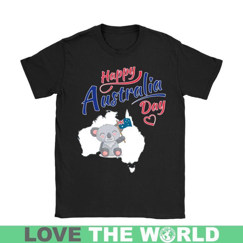 Koala Happy Australia Day T-Shirt H21-T-SHIRTS-HP Arts-Gildan Womens T-Shirt-Black-S-Vibe Cosy™