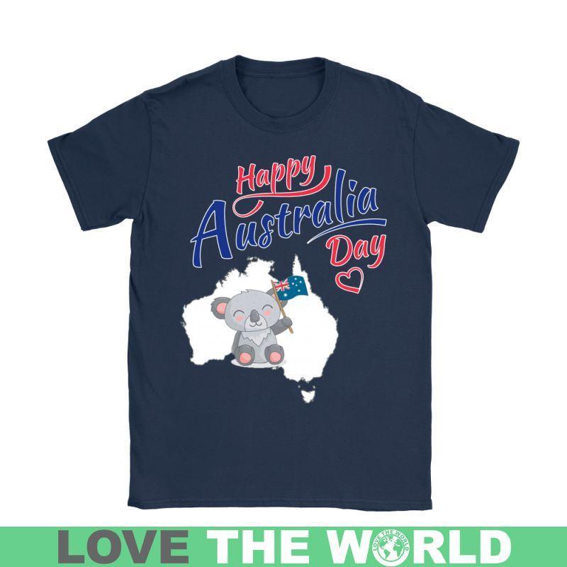 Koala Happy Australia Day T-Shirt H21-T-SHIRTS-HP Arts-Gildan Womens T-Shirt-Navy-S-Vibe Cosy™