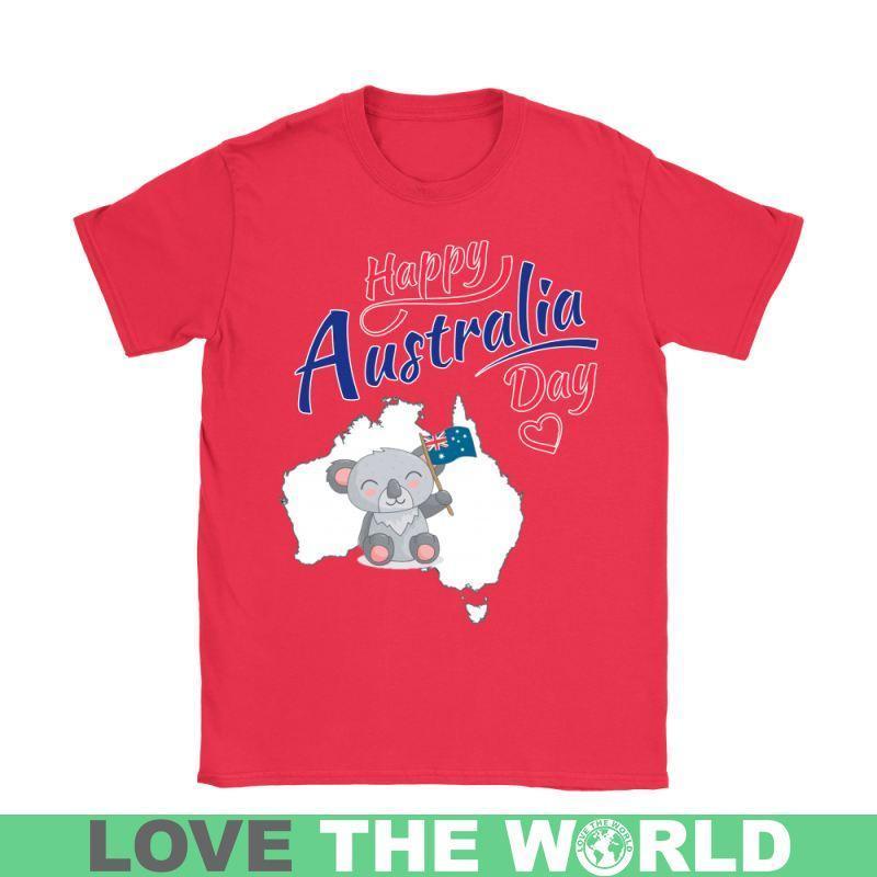 Koala Happy Australia Day T-Shirt H21-T-SHIRTS-HP Arts-Gildan Womens T-Shirt-Red-S-Vibe Cosy™