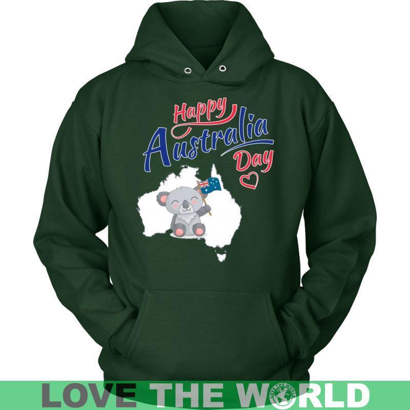 Koala Happy Australia Day T-Shirt H21-T-SHIRTS-HP Arts-Unisex Hoodie-Dark Green-S-Vibe Cosy™
