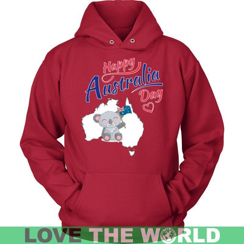 Koala Happy Australia Day T-Shirt H21-T-SHIRTS-HP Arts-Unisex Hoodie-Red-S-Vibe Cosy™